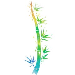 Obraz premium Vibrant rainbow bamboo with glittering stars