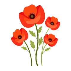 Naklejka premium red poppies on white background