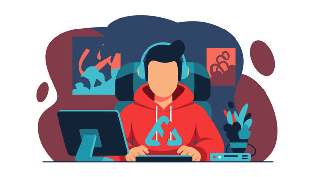 Gamer playing video games at home, perfect for blogs and articles about esports or gaming.