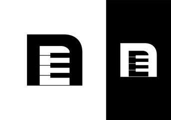 Abstract Initial letter N and Piano logo design vector illustration