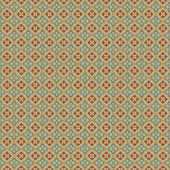 Classic and elegant geometric graphic patterns, floral patterns, green and orange, simple vintage tones, look clean and suitable for interior decoration or textiles that require a classic loo