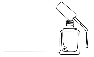 Continuous line art of a nail polish. Nail beautification concept. Manicure and pedicure. Care for fingernails and toenails.
