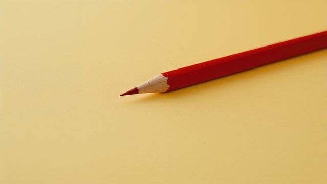 Close-up image featuring a red pencil and yellow notebook paper with selective focus