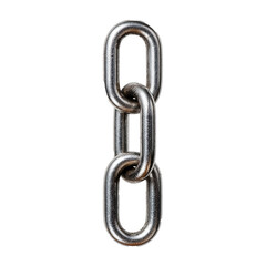 Obraz premium Strong, polished metallic chain link, symbolizing connection, security, industrial strength, or an unbreakable bond, ideal for engineering themes, abstract concepts, or graphic design elements. 