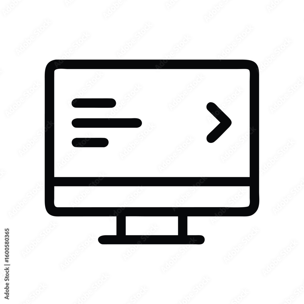 Poster minimalist computer screen icon with text and arrow