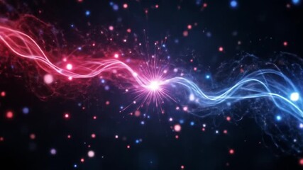 Abstract Wavy Particle Background Video with Red and Blue Energy Stream Lines