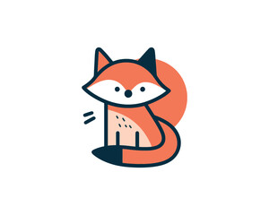 Fototapeta premium Charming Fox Cub Illustration with Modern Geometric Design
