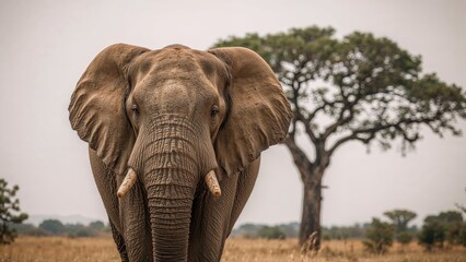 Close Shot of Mature Elephant in Game Reserve