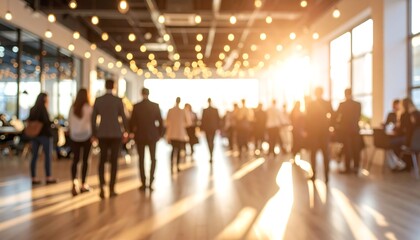 Busy office space with people