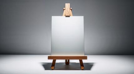 Blank Canvas on Wooden Easel in Studio Lighting