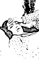 Sick woman with flu and fever