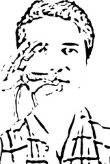 Close up man showing pill