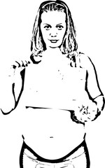 Pregnant woman holding message