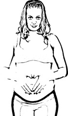 Pregnant woman with heart shape