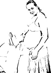 Husband kissing wife's belly