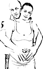 Husband embracing his pregnant wife