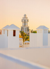 Isla Cristina Lighthouse between the white chimneys 