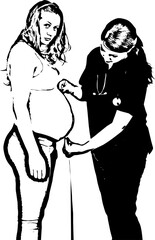 Doctor measure pregnant woman belly
