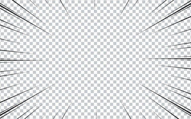 Comic Radial Speed ​​Lines background illustration, monochrome vector graphic effect.