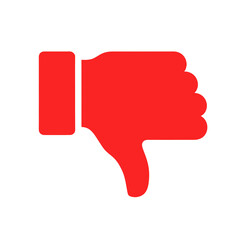 Red thumbs down icon- dislike or negative feedback symbol, isolated on transparent background 