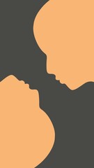 Silhouettes of a man heads. Human communication. Friendship, business and sexual relationships