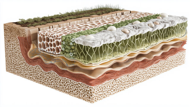 This Biocement layers visually showcase the innovative rise of sustainable building materials.