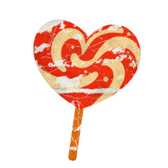 Cracked pink heart candy sticker with vintage distressed texture. Retro Valentine’s Day element in grunge style. Perfect for love themes, cards, nostalgic designs or Christmas element design