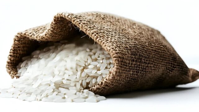 White rice spilling from a burlap sack (1)