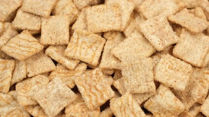 Zoom frame squares breakfast cereal top view, rotate