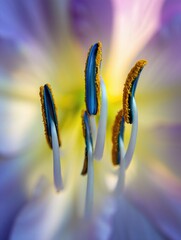 Vibrant close up view of a flower's stamen, showcasing delicate details.