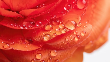 Close up view of an orange flower petal with water droplets for a refreshing look.