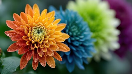 Dew-Kissed Orange Chrysanthemum Bloom: A Vibrant Macro Floral Detail