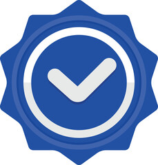 Blue Verified Badge Icon with Checkmark – Certified Approval Symbol Vector