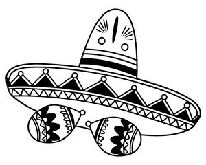 Sombrero and maracas fiesta celebration silhouette