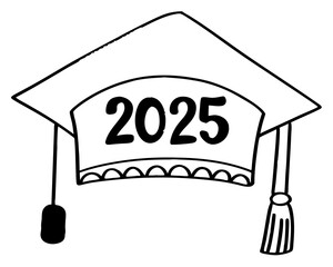 Graduation cap with the year 2025 silhouette
