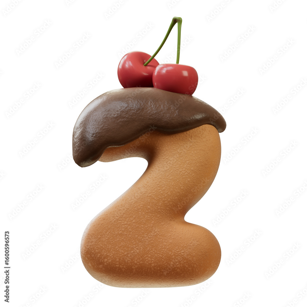 Fototapete 3d font.chocolate biscuit donut font concept. isometric alphabet. numbers and letters. 3d rendering 
