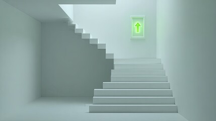 Fototapeta premium Minimalist stairway with upward-pointing light