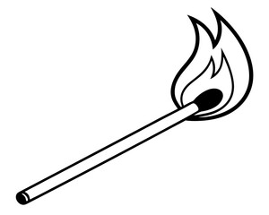 Burning matchstick with flame silhouette