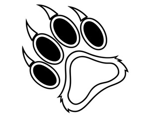 Black bear paw print silhouette with sharp claws