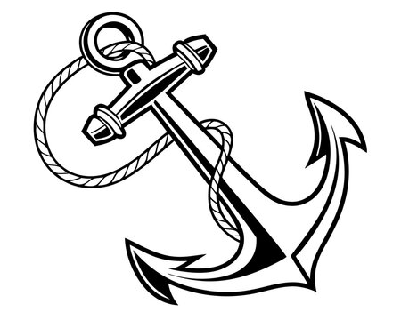 Nautical anchor with rope silhouette