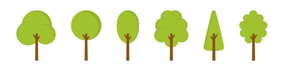 Tree icon. Green pine tree set. Isolated tree vector set.