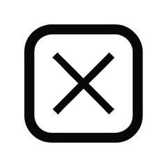 Obraz premium Black outlined square with cross, simple icon