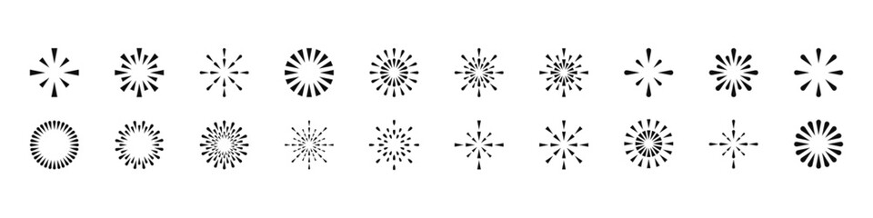 Starburst sign. Sunburst icon vector set. Isolated star burst icon set. Sun burst rays signs.