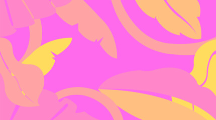 Summer vector cover design with abstract leaves, Social media posts, frames and stories, Editable minimalist background