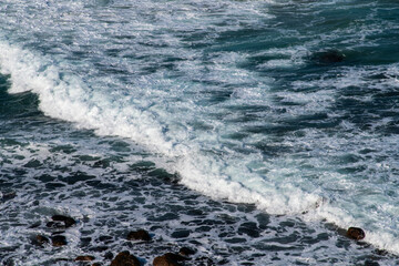 high angle view of the waves on the winter sea