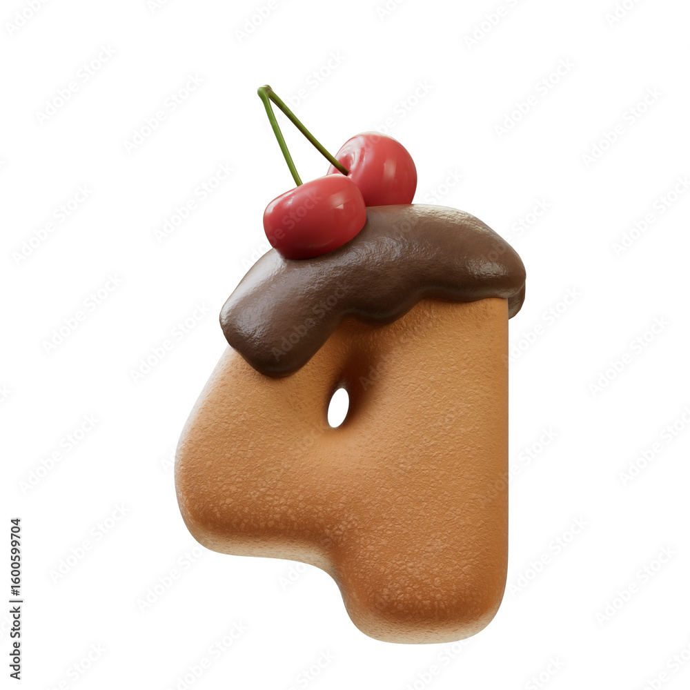 Fototapete 3d font.chocolate biscuit donut font concept. isometric alphabet. numbers and letters. 3d rendering 