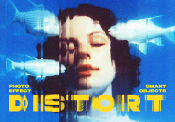 Distort Photo Effect Mockup