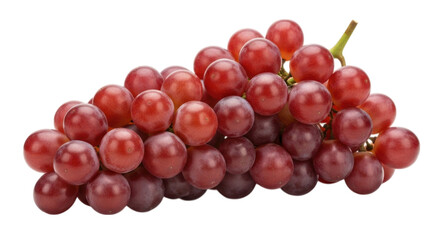 Fototapeta premium Fresh red grapes on vine cluster cutout isolated on transparent bg, png
