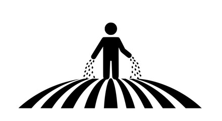 A man sows grain beautiful in a white background