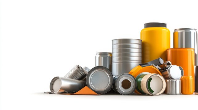 Variety of metal cans comprehensive collection for storage recycling and supply - Powered by Adobe